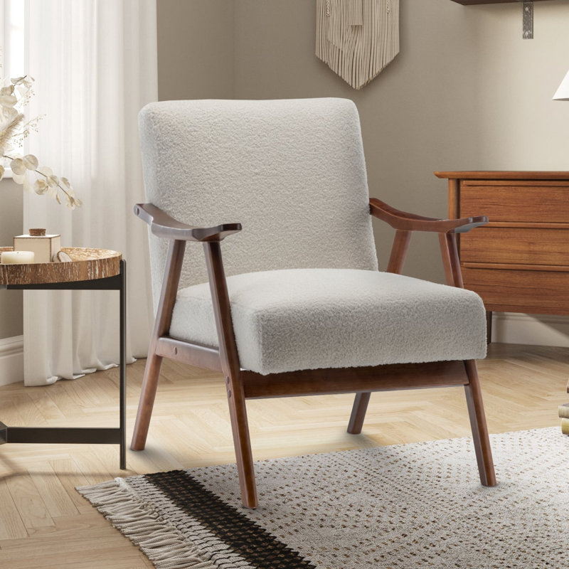 Gabar 75Cm Wide Armchair, White Boucle