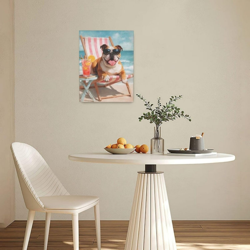 Art mural sur toile 24 "x 32" Beach Bulldog