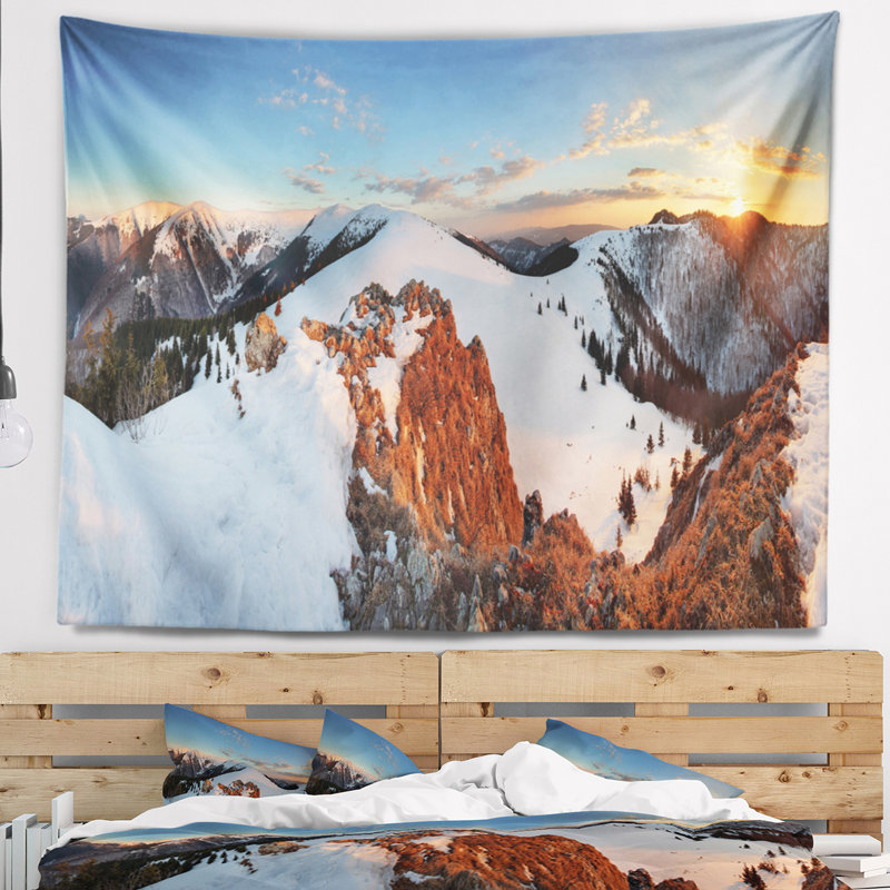 Tapisserie panorama à paysage slovaque congelée, H 32 po x l 39 po