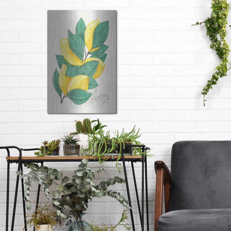  «Lemon Branch» par Elizabeth Caldwell, art mural en métal, 12 po x 16 po, H 16 po x l 12 po