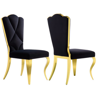 Keyandre Tufted Velvet Metal Side Chair Dining Chair by Rosdorf Park