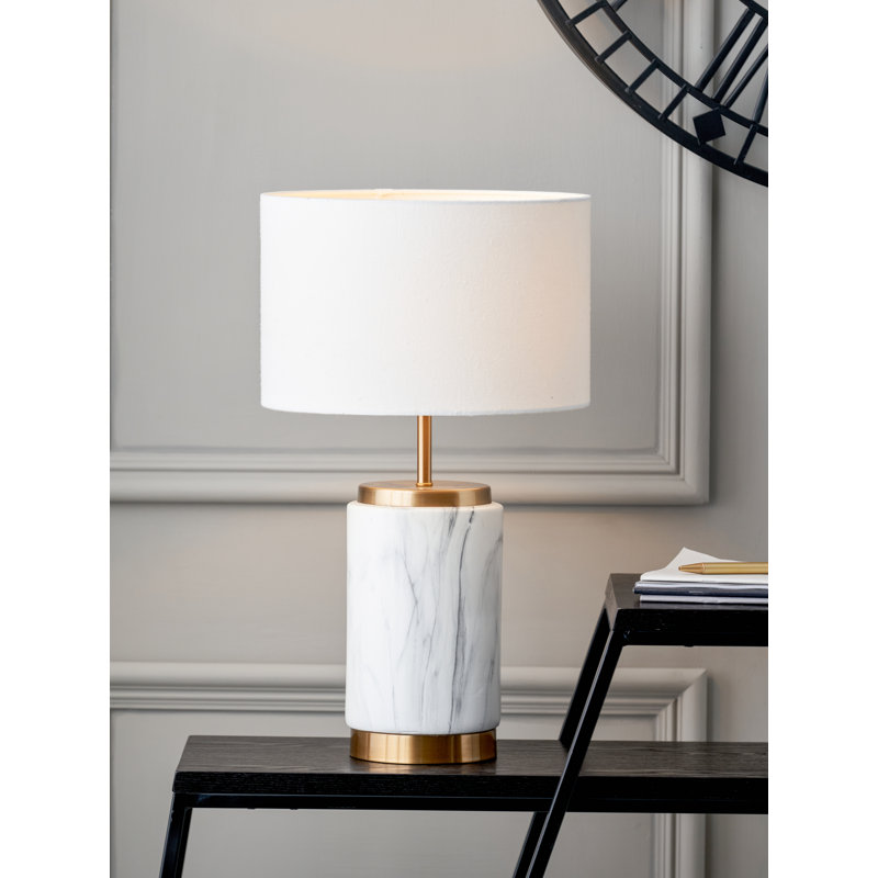 Bellamee Ceramic Table Lamp, Gold, White