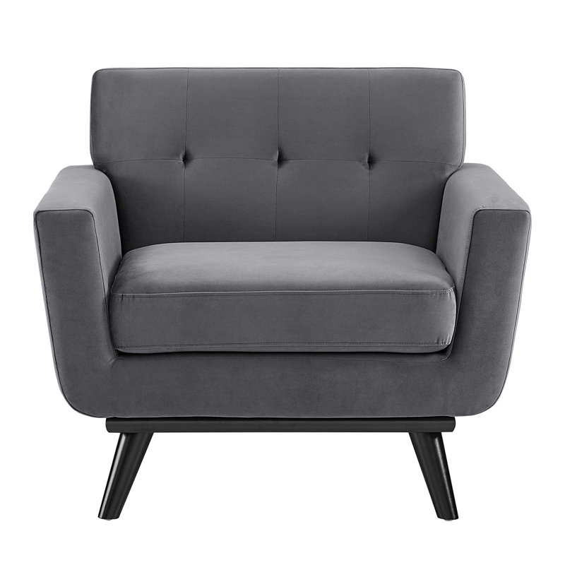Engage Performance Velvet Armchair, Gray Velvet