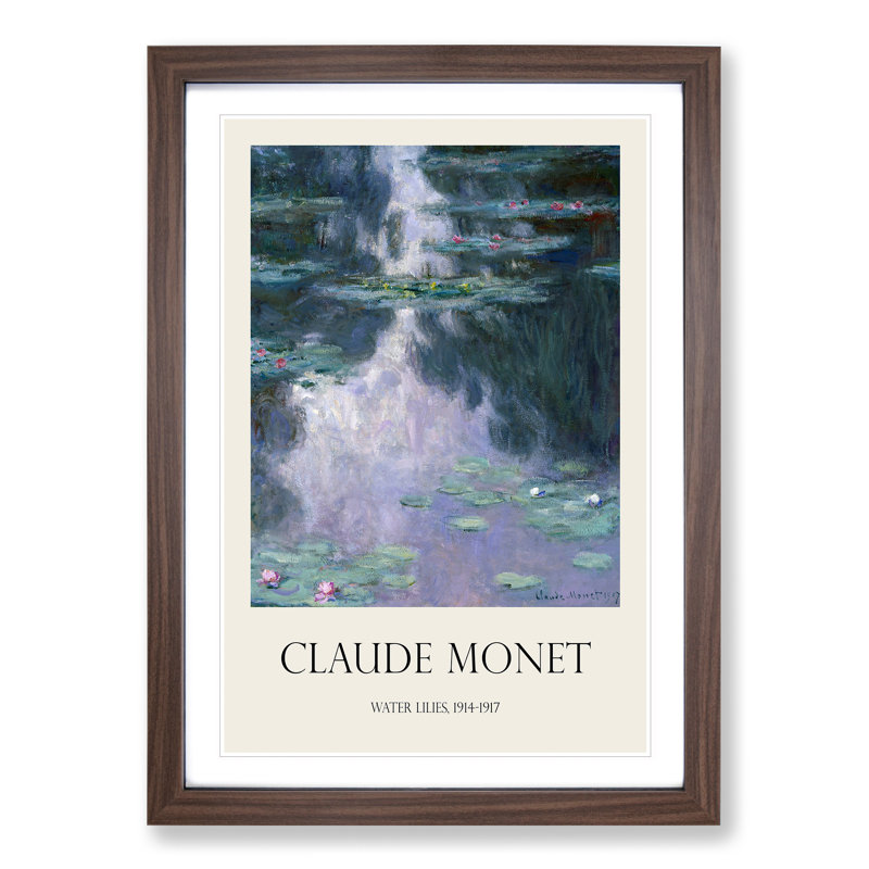 Water Lilies Lily Pond Vol.34 by Claude Monet - Picture Frame Art Prints, 48cm H x 36cm W x 2cm D, Walnut Framed