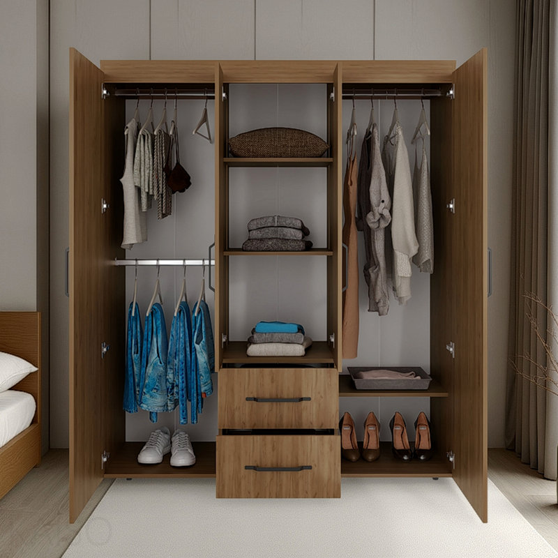Armoire 4 portes en chêne naturel, Chêne