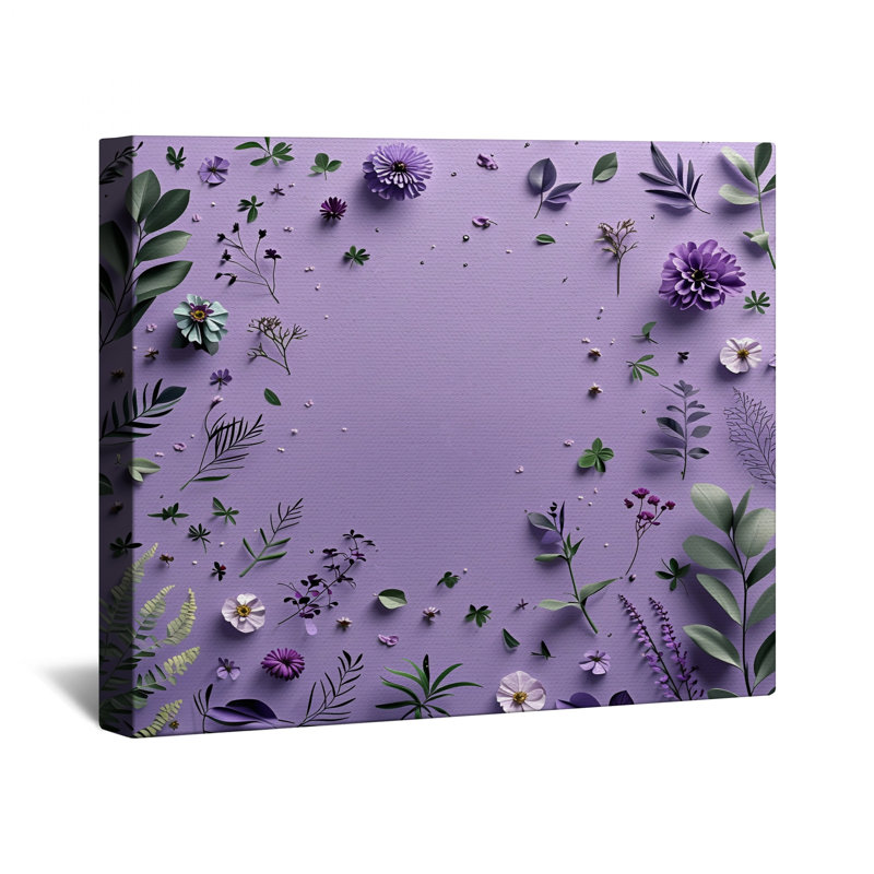Toile mauve à motif de fleurs mauves - décoration murale florale en plusieurs tailles, 11 x 14 pouces