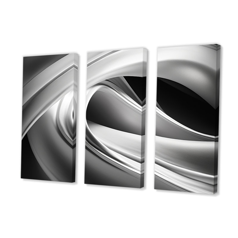 «Silver Speed I», ensemble d'art mural fractal, Toile tendue, H 40 po x l 60 po x P 1 po