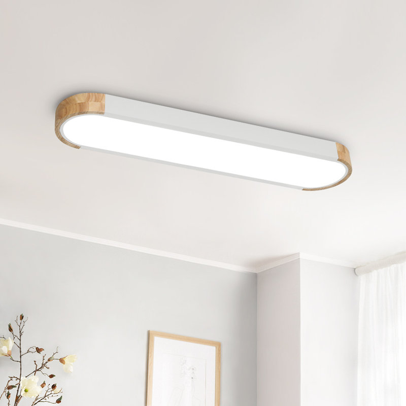 Nouria 37.4" W 1-Light LED Flush Mount, White/Natural, 6000K
