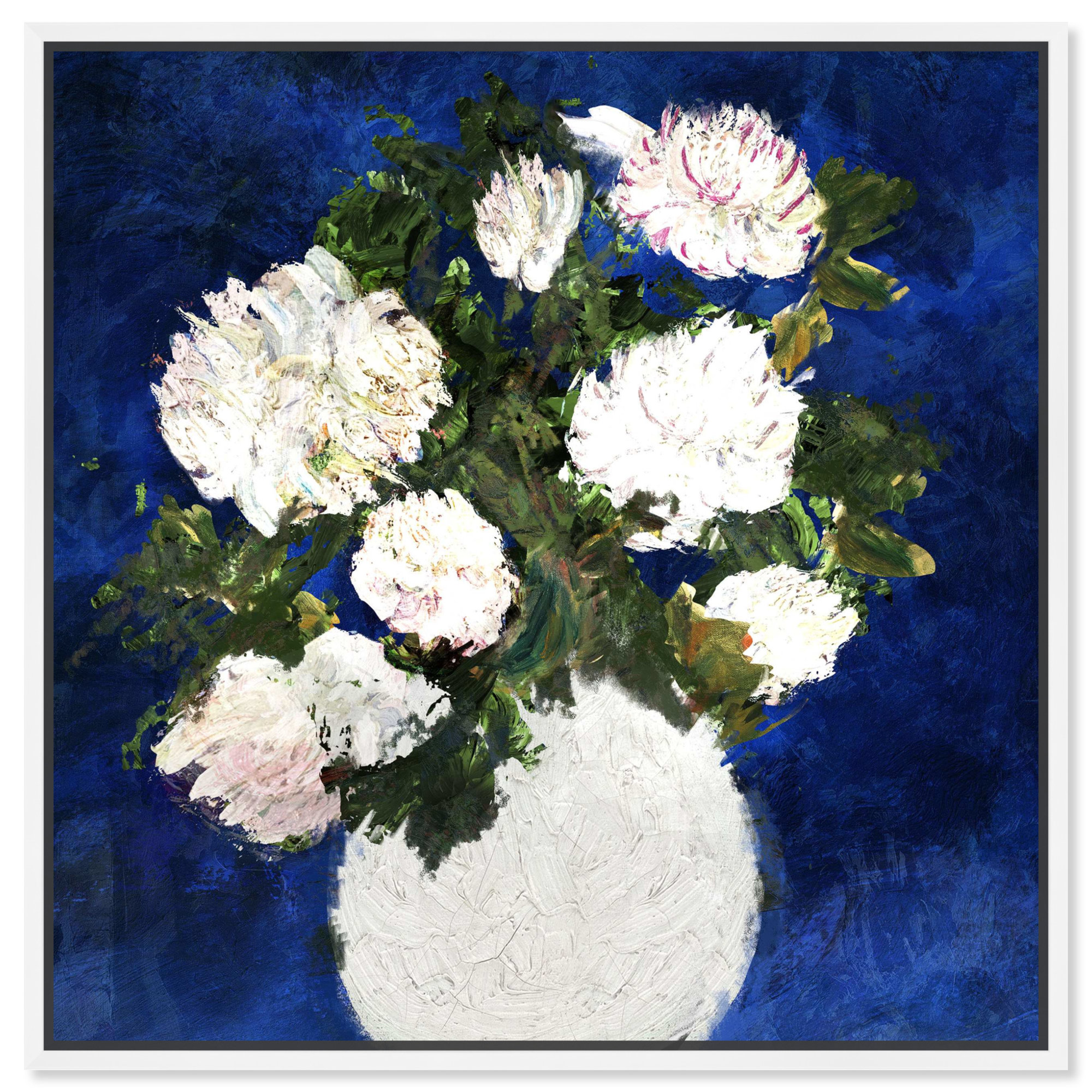 Dripping Roses, 25" H x 25" W x 1.5" D, White Framed