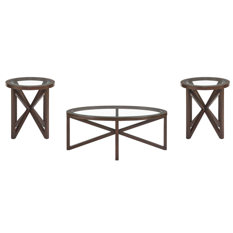 Table basse moderne simple en verre, table basse en verre trempé et base en bois massif, Cerisier