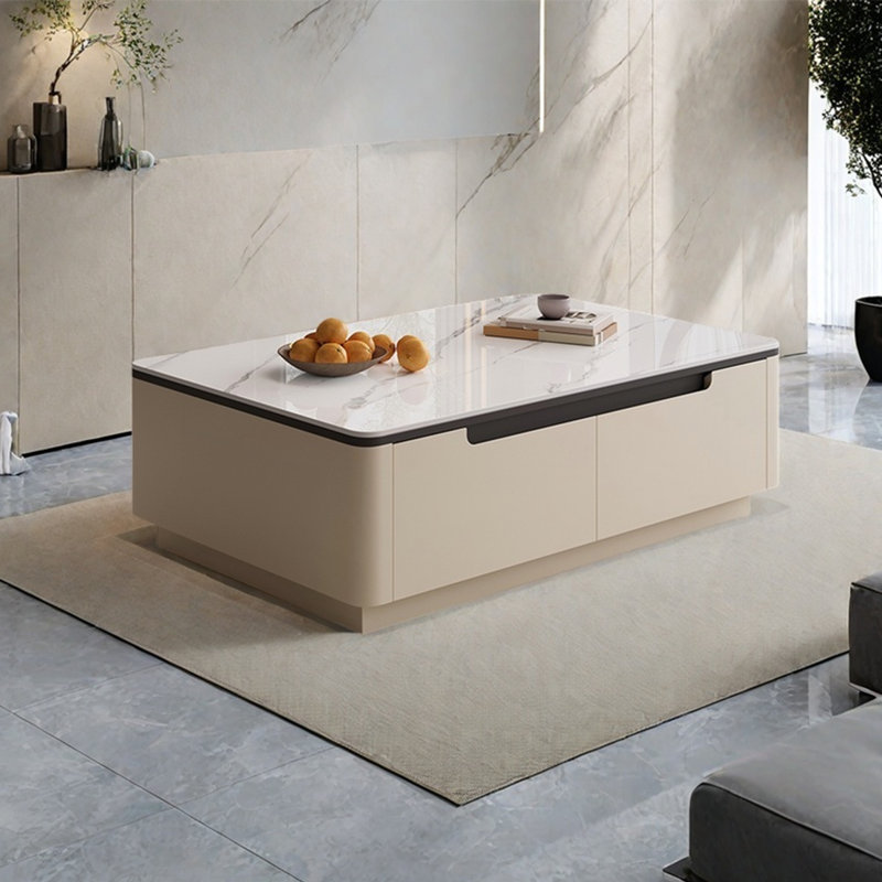 Table basse Cream Wind, H 15,7 po x L 55,1 po x l 31,5 po, Blanc cassé