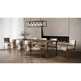 Ensemble de table de salle à manger en noyer avec 6 chaises (Ensemble de 7)