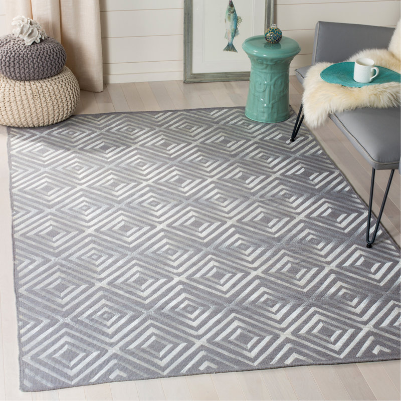 Tapis gris tissé à la main Shryock, Rectangle 4 pi x 6 pi