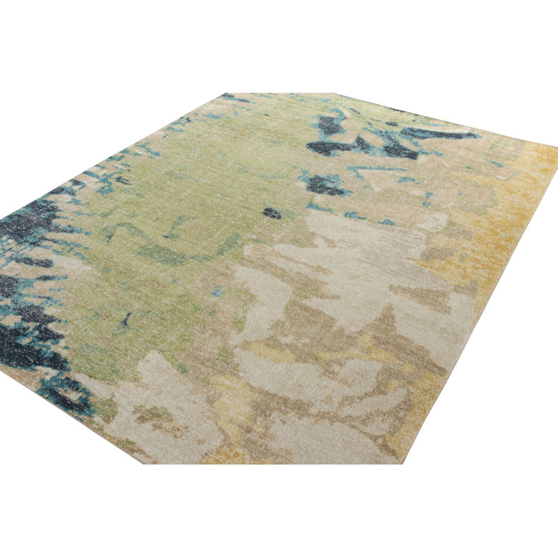 Distressed Homage Hand Knotted Wool Abstract Area Rug, Rectangle 12' x 18'
