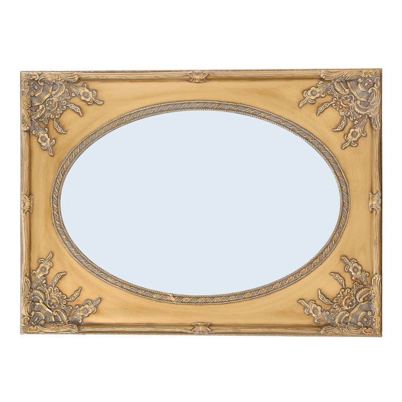 Glennville Solid Wood Arch Wall Mirror, Gold
