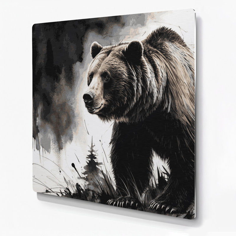 Faune, grizzly noir, art mural en métal, 12" H x 12" W