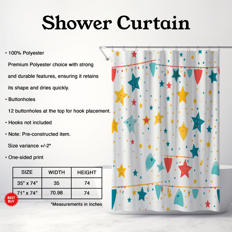 Rideau de douche Festive Joy - Premium, H 74 po x l 71 po