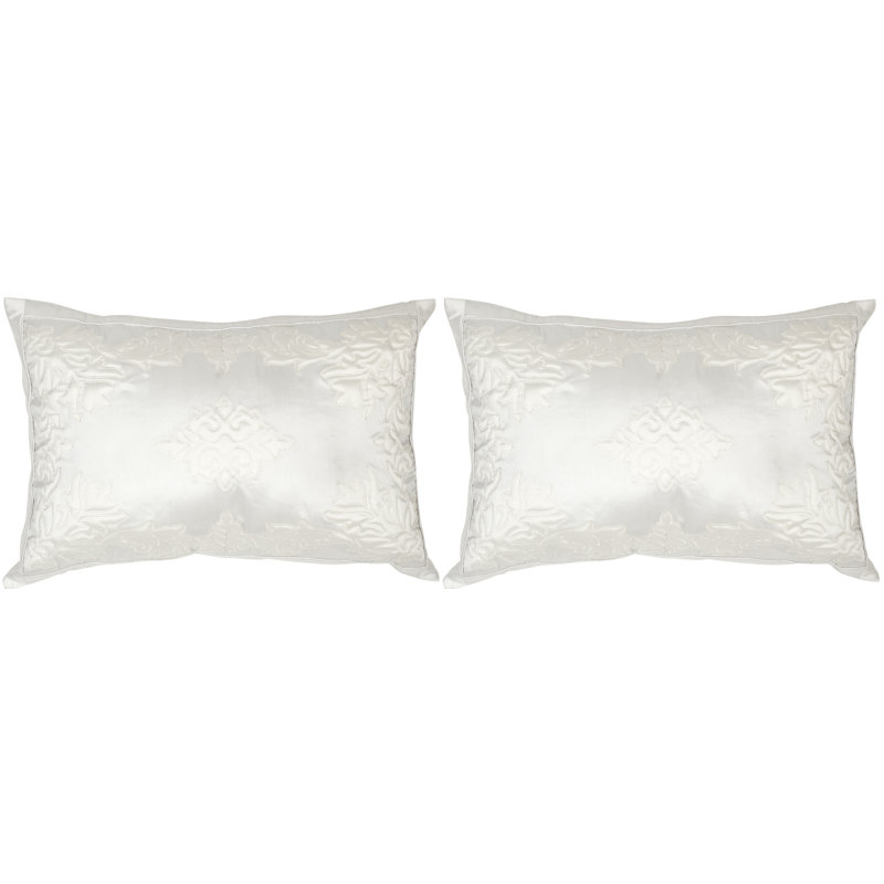 White Embroidered Ikat Rectangular Pillow Set