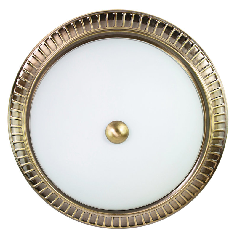 Pudsey Traditional Metal Flush Ceiling Light Fitting with Opal Glass Diffuser, Metal, 12" H x 32" W x 32" D