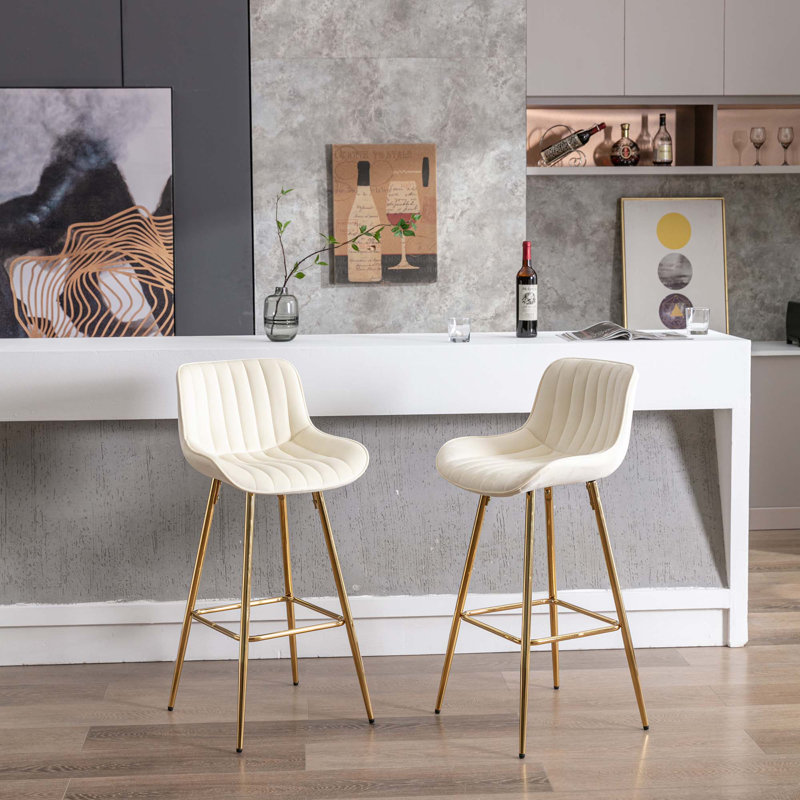 Ensemble de 2 tabourets de bar, Beige, Tabouret de bar (siège d'une hauteur de 29,92 po)