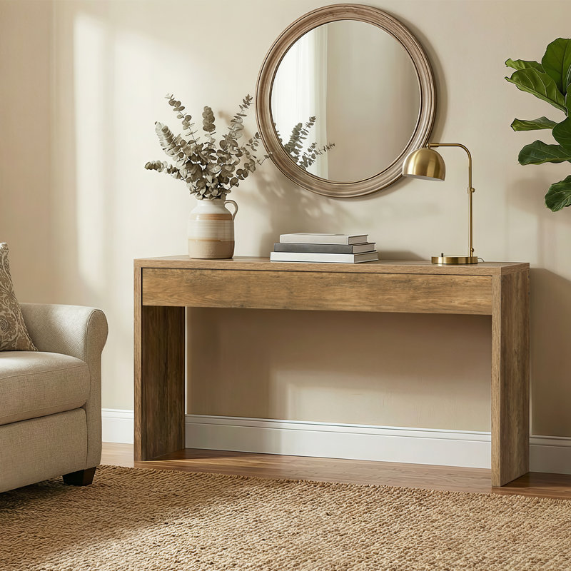 Console de couloir étroite, H 31,5 po x l 59 po x P 11,8 po, Chêne noueux