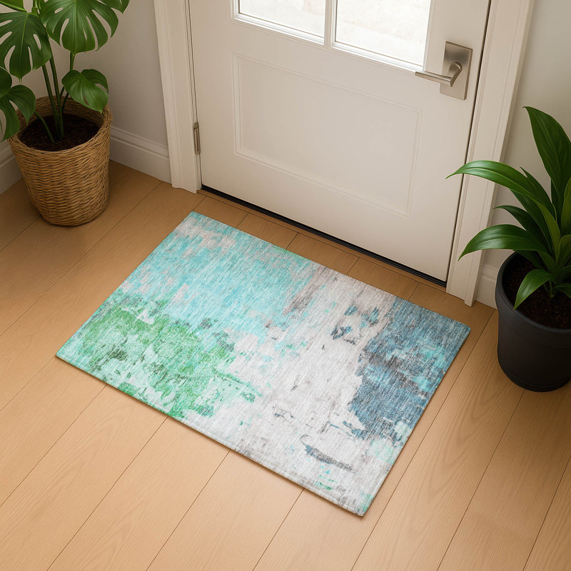 Premium Machine Washable Mouton Abstract Rug, Rectangle 1'8" x 2'6"