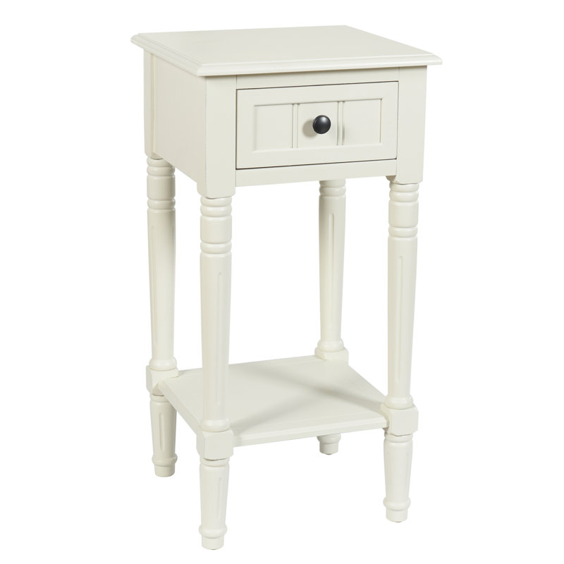 Elboa Collection Accent Table with One Drawer, Antique White
