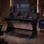 Bureau de studio de musique professionnel Aaliyah 63'' de large avec espace de rack de 19 pouces, plateau pour clavier 88 touches, tablette pour moniteur, supports pour haut-parleurs et prise de courant intégrée