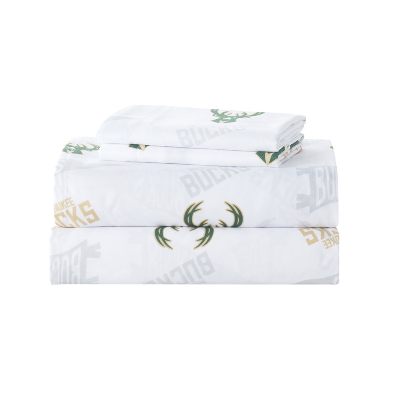 NBA Bed Sheet Sets By Sweet Home Collection, Milwaukee Bucks - Twin, Twin Sheet Set with 1 Pillowcase