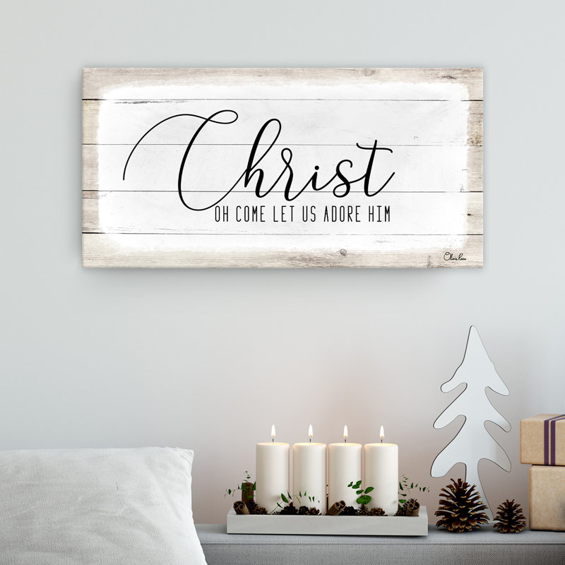 Reproduction d’art textuel « Christ » par Olivia rose sur toile tendue, H 8 po x l 16 po x P 1,5 po