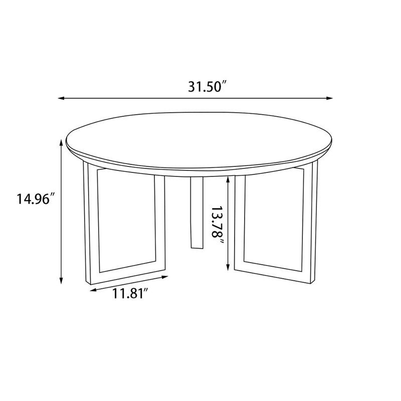 31.5" Black Solid Wood Round Coffee Table