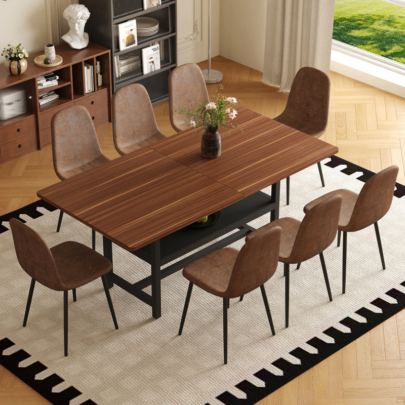 Ensemble de table et chaises, 9 pièces : table, 8 chaises, Noyer