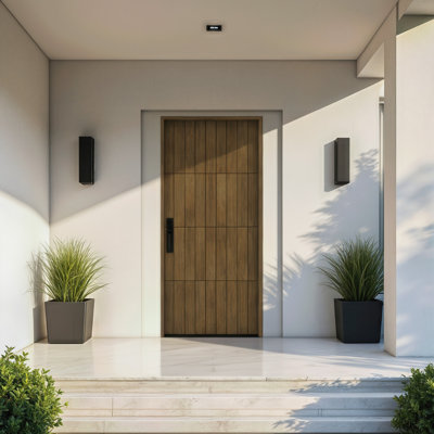 Porte à panneau 80 po Gridor Slab Only Acajou - Contemporain, moderne, brut