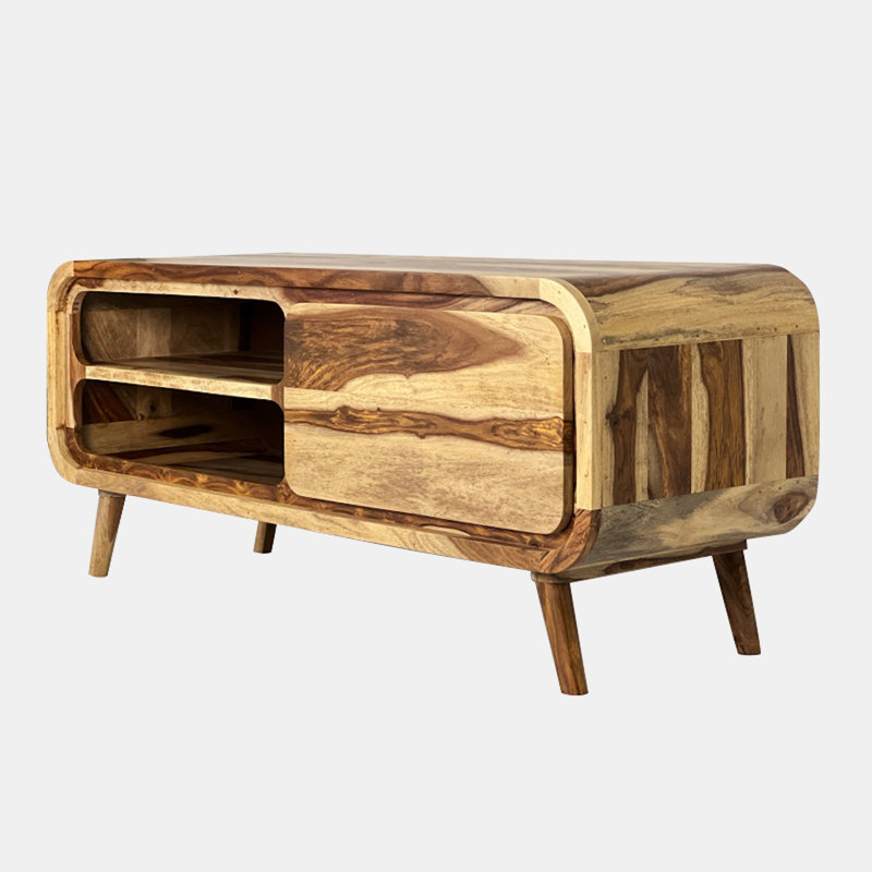 Gwenael Unfinished TV Stand for TVs up to 70", Natural Sheesham
