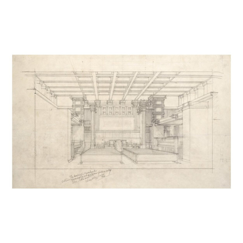 «Unity Temple Oak Park IL» par Frank Lloyd Wright - Estampe numérique, H 16 po x l 20 po