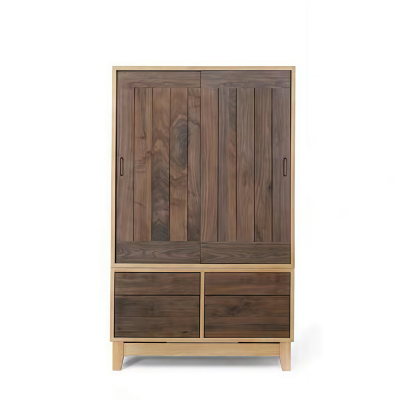 Armoire à portes coulissantes en bois massif nord-américain, Noyer