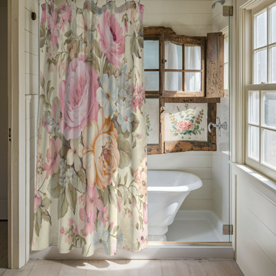 Rideau de douche romantique 1 pièce Romantic Blooms