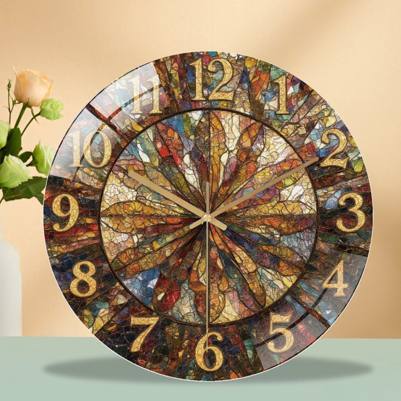 Horloge murale vitrail - Horloge murale 12 po