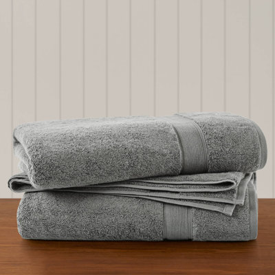 Madison Park Signature 800 GSM Grey 100% Cotton 2-Piece 34x68'' Bath Sheet Set