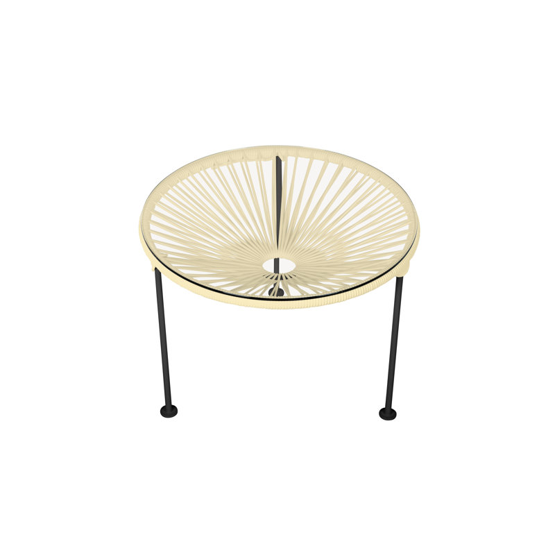 Zicatela Indoor Handmade Coffee Table, Ivory, Black
