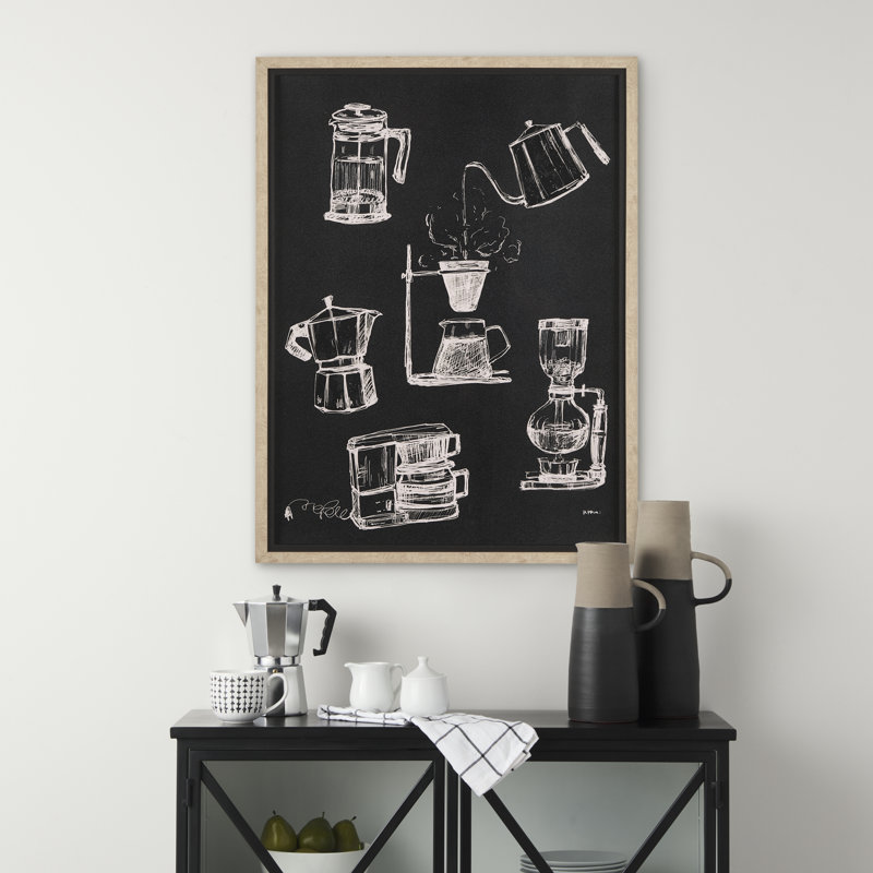 «Coffee a Study a embelli à la main», reproduction d'art encadrée mat sous verre