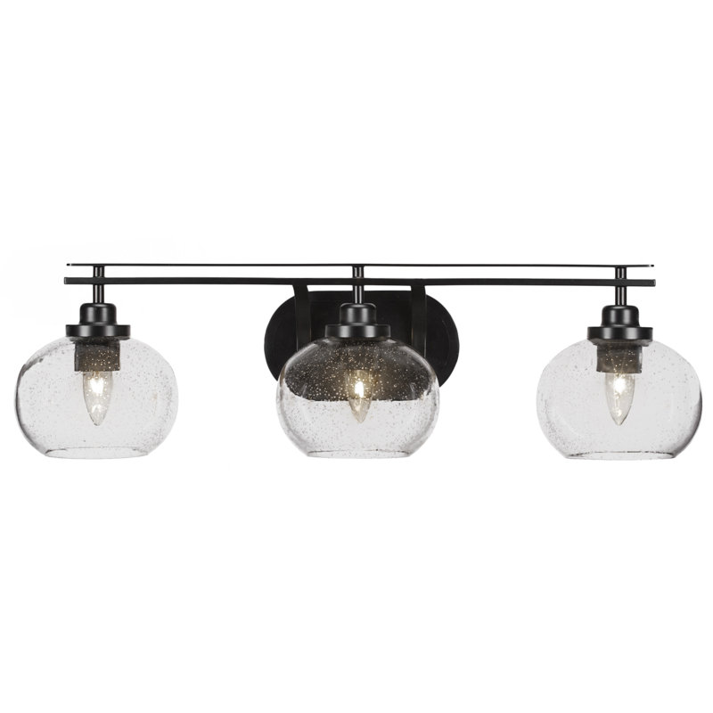 Odyssey 3 Light Bath Bar, Clear Bubble, Matte Black