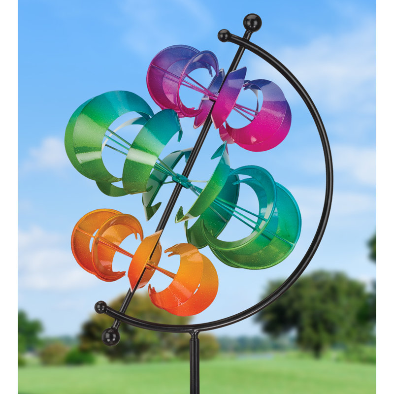 Colorful Vertical Wind Spinner with Moons - 78" Tall