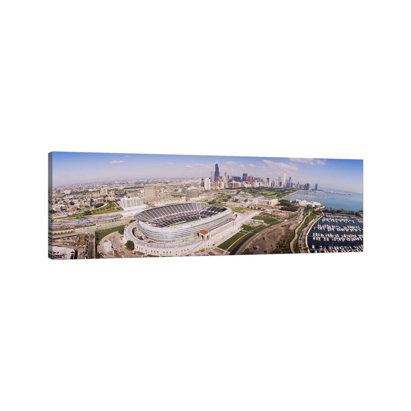 Aerial View Of A Stadium, Soldier Field, Chicago, Illinois, USA #2 - Wrapped Canvas Panoramic Print, 182.88 cm H x 60.96 cm W