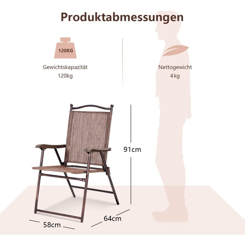 Martelle Folding Camping Chair, Brown