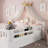 Full Montessori Floor Bed Frame With High Rails, Wooden Kids Floor Bed With Led Light And Storage Shelf, White