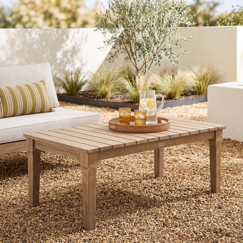 Samya Rectangular Eucalyptus Solid Wood Outdoor Coffee Table , 26 " W 46.7 " D, Natural