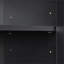 Élégant buffet à porte arquée pour rangement de chaussures organisé, organisateur noir avec portes et bureau. Noir, tablettes réglables, espace de travail spacieux, fabrication de panneaux de particules