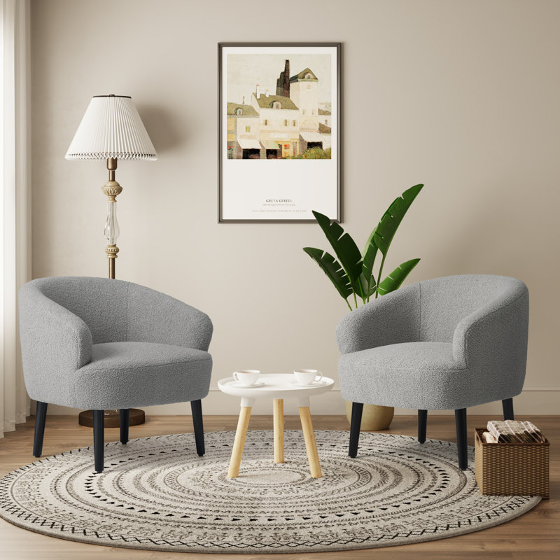 Bayville Upholstered Barrel Chair, Gray Polyester Blend