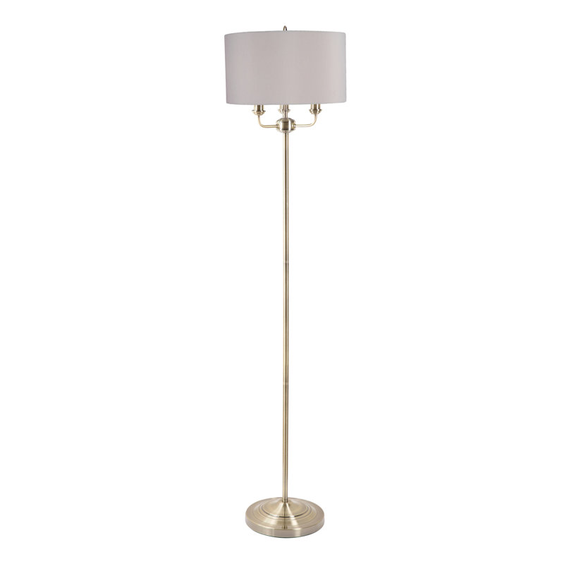 Dunn 154cm Traditional Floor Lamp, Grey, Antique Brass